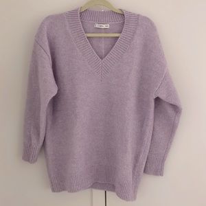 Mango chunky V neck sweater light purple size XS